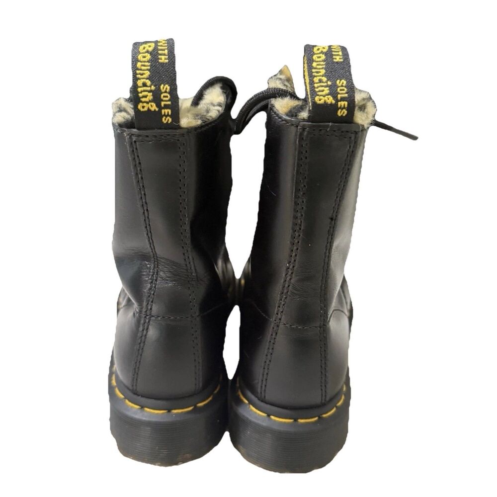 Dr Martens 1460 Serena Black Leopard Faux Fur  Combat Boots Women’s 7 Lace Up - Picture 5 of 11